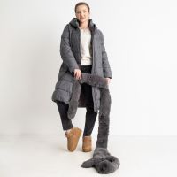 купить 8125-6* СЕРАЯ куртка женская полубатальная с капюшоном на синтепоне ВЫДАЧА НА СЛЕДУЮЩИЙ ДЕНЬ (5 ед. размеры: 48.50.52.54.56) оптом