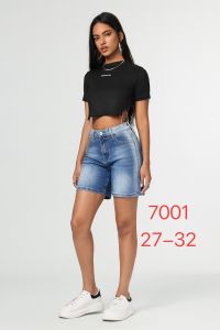 7001# голубые женские джинсовые шорты с камнями (New Jeans, 6 ед, размеры норма: 27-32) выдача на следующий день фото