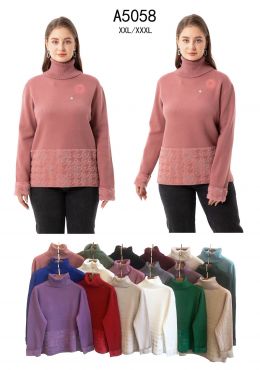 5058* микс цветов женский свитер (Kiss me, 10 ед, размеры батал: 2XL-3XL) выдача на следующий день фото