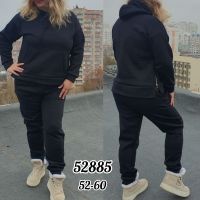 52885-1 * черный женский спортивный костюм (турецкая трехнитка, флис, 5 ед. размеры батал: 52-60) выдача на следующий день фото