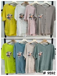 9592# выбор цвета женская футболка (лён, 4 ед, размеры батал: 3XL-6XL) выдача на следующий день фото