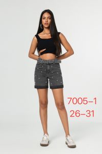 7005-1# серые женские джинсовые шорты с камнями (New Jeans, 6 ед, размеры норма: 26-31) выдача на следующий день фото