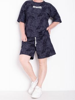 купить 0269-11 черный женский костюм двойка (футболка + шорты) (5'TH AVENUE, турецкий хлопок, варенка, 3 ед. размеры полубатал: 48. 50. оптом