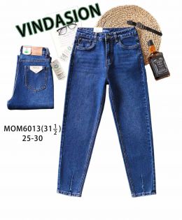 купить 6013-2 # синие женские джинсы мом (VINDASION, 6 ед. размеры норма: 25-30) выдача на следующий день                          оптом