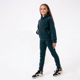 купить оптом джинсы 18700-7 НА ФЛИСЕ ТЕМНО-ЗЕЛЕНЫЙ SARA спортивный костюм подростковый на 8-14 лет (4 ед. размеры на бирке: 8.10.12.14) недорого