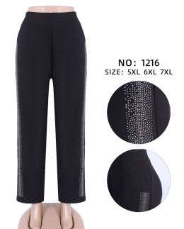 купить 1216 * черные женские брюки (дайвинг, 6 ед. размеры на бирках: 5XL. 6XL. 7XL, соответствуют XL. 2XL. 3XL, повторяются) выдача на оптом