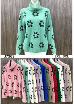 купить 7363* микс цветов женский свитер (Kiss me, 10 ед, размеры батал: 2XL-3XL) выдача на следующий день оптом