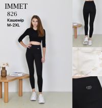 0826  # черные женские кашемировые лосины (Immet, кашемир, 4 ед, размеры норма: M-2XL) выдача на следующий день фото