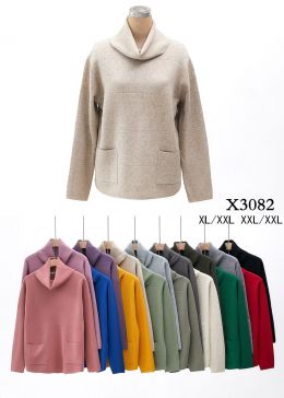 3082* микс цветов женский свитер (Kiss me, 10 ед, размеры полубатал: XL-2XL) выдача на следующий день фото