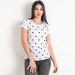 7028-10 белая женская футболка с принтом (3 ед. размеры норма: S. M. L) фото