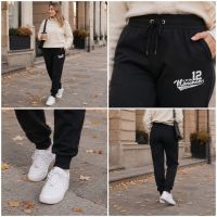 8288-11 # черные женские спортивные штаны на флисе (Турция, флис, 6 ед, размеры норма: M, M, L, L, XL, LX ) фото