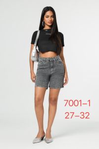 7001-1# серые женские джинсовые шорты с камнями (New Jeans, 6 ед, размеры норма: 27-32) выдача на следующий день фото