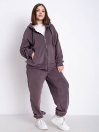 0738-24 фрезовый женский спортивный костюм (5'TH AVENUE,турецкий полар-флис  3 ед. размеры полубатал: 50, 52, 54) фото