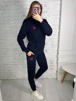 9745-1 черный женский спортивный костюм (турецкая трехнитка, на флисе, 5ед, размеры норма: S. M. L. XL. 2XL) фото