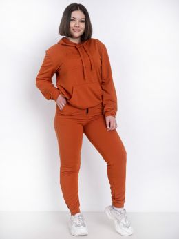 4058-9 темно-оранжевый женский спортивный костюм (двунитка, 5 ед. размеры полубатал: 46. 48. 50. 52. 54) фото