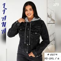 купить 0279# темно серая женская джинсовая курточка (Liana, 6 ед, размеры норма: XS-2XL) выдача на следующий день оптом