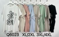 6023# микс цветов женская футболка (Kiss me, 10 ед, размеры батал: 2XL-4XL) выдача на следующий день фото