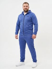 4976-45 синий мужской  спортивный костюм (двухнитка, с капюшоном, кофта на змейке, 5ед, размеры полубатал: 50, 52, 54, 56, 58) фото