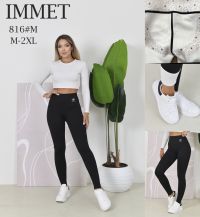 0816 # черные женские лосины на флисе (Immet, флис, 4 ед, размеры норма: M-2XL) выдача на следующий день фото