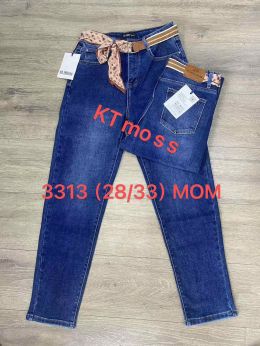 купить оптом джинсы 3313 синие женские джинсы MOM (KT.MOSS, стрейч-коттон, 6 ед. размеры полубатал: 28. 29. 30, 31, 32, 33) недорого