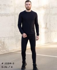 1224-1 # Турецкое черное мужское термобелье (Турция, 60% полиестер, 35% вискоза, 5% еластан, 4 ед. размеры норма: S, M, L, XL) в фото