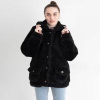 7960-1 ЧЕРНАЯ шуба тедди укороченная женская из овчины (1 ед.размеры полубатальные 46-50)