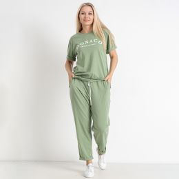 0177-72 зеленая женский спортивный костюм (футболка + штаны) (5'TH AVENUE, 3 ед. размеры батал: 54. 56. 58) фото