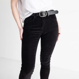 2437-766 Angelina Mara брюки женские вельветовые черные стрейчевые (7 ед.размеры: 25.26.27/2.28.29.30) фото