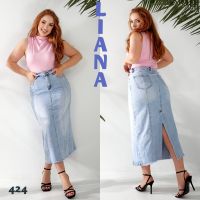 0424# голубая женская джинсовая юбка (Liana, стрейч коттон, 6 ед, размеры полубатал: 28-33) выдача на следующий день фото