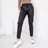 0435-366 / черные женские брюки из экокожи на меху (Clover. 6ед. размеры норма: M. M. M. L. L. 2XL) фото