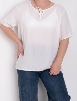 0207-10 * белая женская футболка (коттон 65%, полиэстер 35%, 8 ед. размеры батал: XL-4XL, повторяются) выдача на следующий день фото