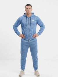4960-42 голубой мужской спортивный костюм (двухнитка, кофта на змейке, с капюшоном, 5ед, размеры норма: 46, 48, 50, 52, 54) фото