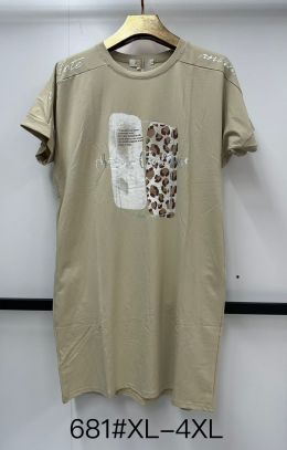 0681 # темно-бежевая женская туника (коттон 100%, 4 ед. размеры батал: XL. 2XL. 3XL. 4XL) выдача на следующий день фото
