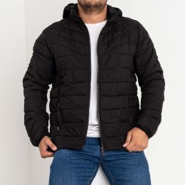 2297-1 LINKEVOGUE куртка мужская чёрная с капюшоном на синтепоне (5 ед. размеры: M.L.XL.2XL.3XL) фото