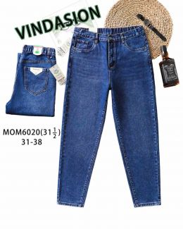 купить 6020 # синие женские джинсы мом (VINDASION, 6 ед. размеры батал: 31-38) выдача на следующий день                          оптом