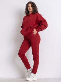 4876-52 бордовый женский спортивный костюм (турецкая трехнитка, флис, 4 ед. размеры норма: S. M. L. XL) фото