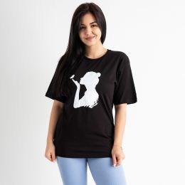 9133 ЧЕРНАЯ футболка женская с принтом ( 6 ед.размеры: S-M/2.M-L/2.L-XL/2) фото