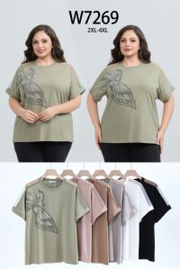 7269# микс цветов женская футболка (Kiss me, 10 ед, размеры батал: 2XL-4XL) выдача на следующий день фото