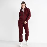 0637-3 бордовый женский спортивный костюм ( 5`th Avenue ,с капюшоном, турецкая трехнитка, флис, 3 ед, размеры норма: 42.44.46) фото