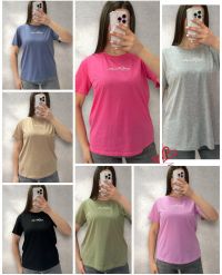 25074 # микс цветов женская футболка (коттон, 6 ед, размеры полубатал: 46-50) выдача на следующий день фото
