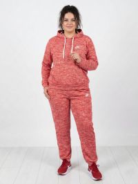 4959-51 красный женский спортивный костюм (двухнитка, с капюшоном, 5ед, размеры полубатал: 46, 48, 50, 52, 54) фото