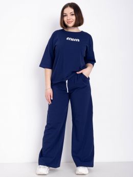 купить 0275-48 темно-синий женский спортивный костюм (5'TH AVENUE, турецкий хлопок, 3 ед. размеры батал: 50. 52. 54) оптом