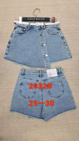 купить 2032 # голубые женские джинсовые шорты-юбка (LANLANIEE, стрейч, 6 ед. размеры норма: 25. 26. 27. 28. 29. 30) выдача на следующий оптом