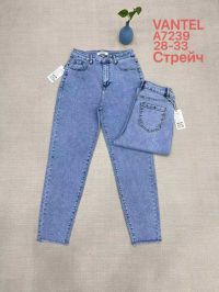 купить 7239# голубые женские джинсы vanver (стрейч коттон, 6 ед, размеры полубатал: 28-33) выдача на следующий день оптом