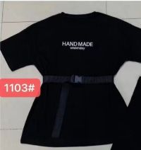 купить 1103# черный женский костюм (3 ед, размеры норма: M-L оверсайз) выдача на следующий день оптом