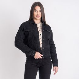 0900 черная женская джинсовая куртка (NEW JEANS, коттоновая, 6 ед. размеры: XS. S. M. L. XL. 2XL) фото