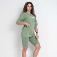 0140-8 зеленый костюм ( футболка + велосипедки ) из двунитки (5'TH AVENUE, 3 ед. размеры : 42.44.46) фото
