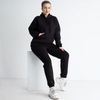 0639-1 ИЗ ТУРЕЦКОЙ ТРЕХНИТКИ НА ФЛИСЕ ЧЕРНЫЙ 5`th Avenue ПОЛУБАТАЛЬНЫЙ спортивный костюм женский (3 ед.размеры: 48.50.52) фото