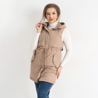 купить 2315-2 JPFS БЕЖЕВАЯ жилетка женская полубатальная на синтепоне с капюшоном (5 ед. размер: 48.50.52.54.56) оптом