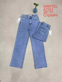 купить 7253# голубые женские джинсы vanver (стрейч коттон, 6 ед, размеры полубатал: 28-33) выдача на следующий день оптом